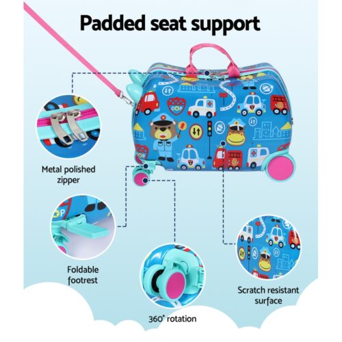 Wanderlite 17" Kids Ride On Luggage Children Suitcase Trolley Travel Car - Image 6