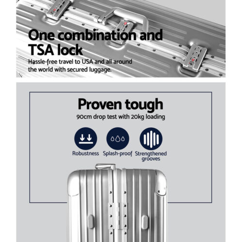 Wanderlite 28 Inch Luggage with TSA Lock Stainless�Steel�Wrapped�Corners Hard Shell Travel Suitcase Luggage Case Silver - Image 5