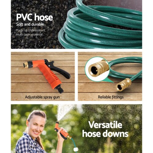 Greenfingers Water Hose Reel 20M Retractable Garden Brass Spray Gun Auto Rewind - Image 6
