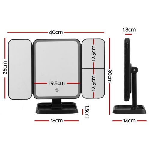 Embellir LED Makeup Mirror Tri-fold Lighted Vanity Mirrors 1X2X3X Magnifications - Image 2