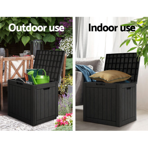 Gardeon Outdoor Storage Box 118L Container Lockable Garden Toy Tool Shed Black - Image 6