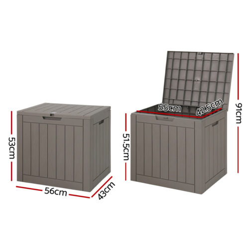 Gardeon Outdoor Storage Box 118L Container Lockable Garden Toy Tool Shed Grey - Image 2