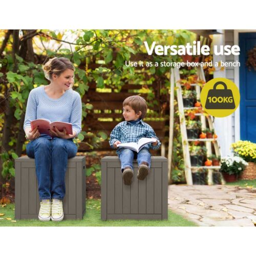 Gardeon Outdoor Storage Box 118L Container Lockable Garden Toy Tool Shed Grey - Image 4