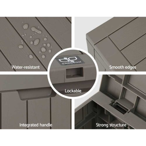 Gardeon Outdoor Storage Box 118L Container Lockable Garden Toy Tool Shed Grey - Image 5