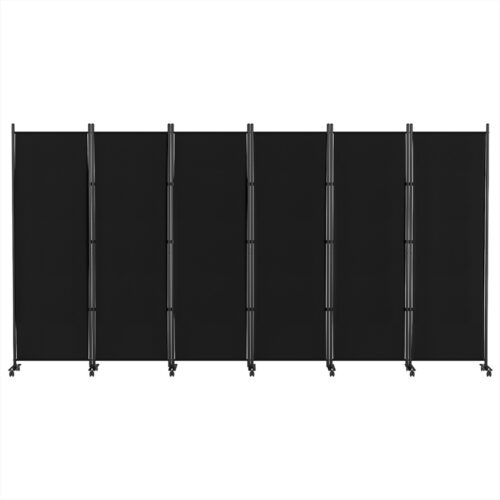 Artiss 6 Panel Room Divider Screen 323cm Wheel Fabric Black - Image 3