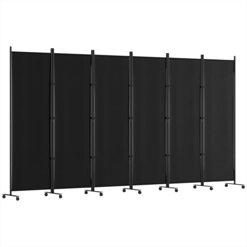 Artiss 6 Panel Room Divider Screen 323cm Wheel Fabric Black - Image 4