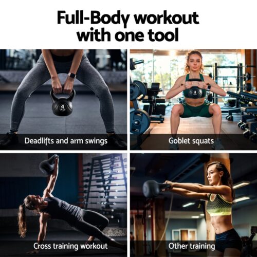 Everfit 4kg Kettlebell Set Weight Lifting Bench Dumbbells Kettle Bell Gym Home - Image 5