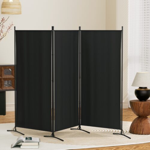 Artiss 3 Panel Room Divider Screen 260x180cm Fabric Black - Image 7