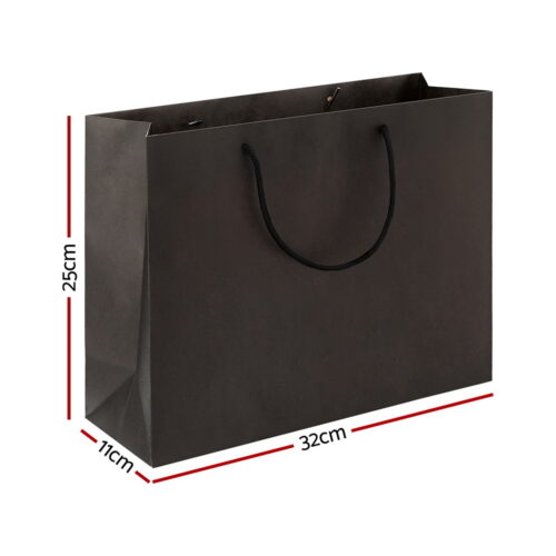 50pcs Bulk Paper Bags Pack Shopping Retail Gift Bag Reusable Fabric Handle Black - Image 2