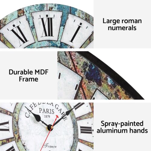 Artiss 40CM Wall Clock Rustic Design - Image 4