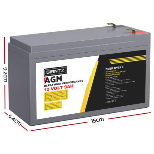Giantz AGM Deep Cycle Battery 12V 9Ah Box Portable Solar Caravan Camping - Image 2