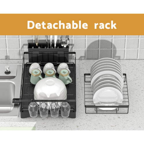 Cefito Dish Rack Expandable Drying Drainer Cutlery Holder Tray Kitchen 2 Tiers - Image 5