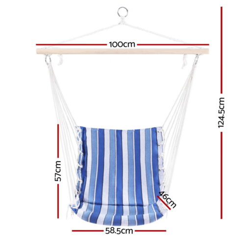 Gardeon Hammock Chair Swing Camping Blue - Image 2