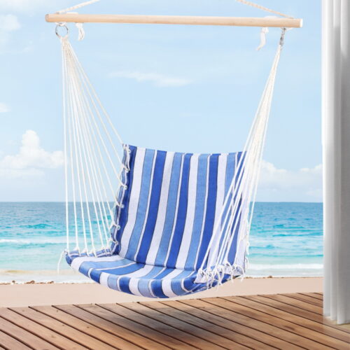 Gardeon Hammock Chair Swing Camping Blue - Image 7