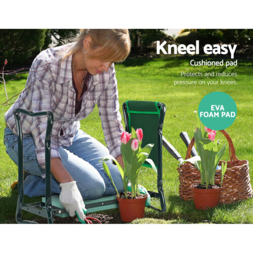 Gardeon Garden Kneeler 3-in-1 Padded Seat Stool Outdoor Bench Knee Pad Foldable - Image 3