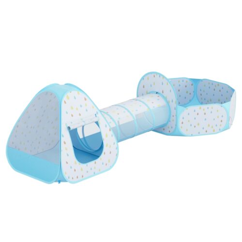 Keezi Kids Play Tent Pop Up Playhouse Ball Pit Tunnel Basketball Hoop Blue - Image 3