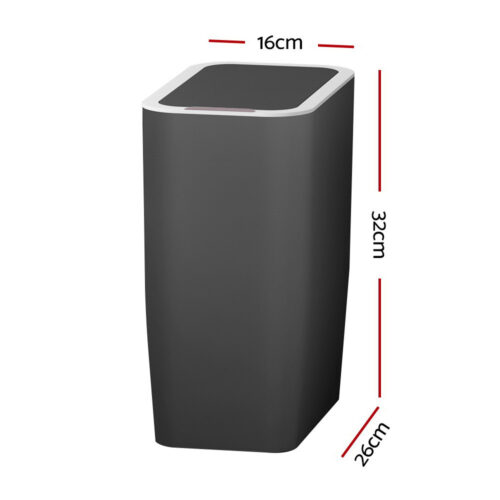 Devanti 9L Motion Sensor Bin Rubbish Automatic Ash Black - Image 2