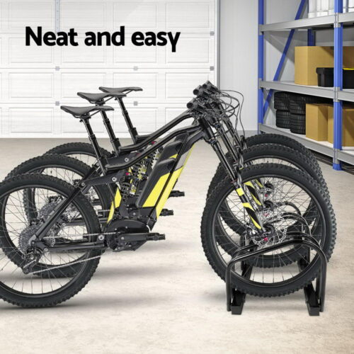 Weisshorn 3 Bike Stand Rack Bicycle Storage Floor Parking Holder Cycling Black - Image 3