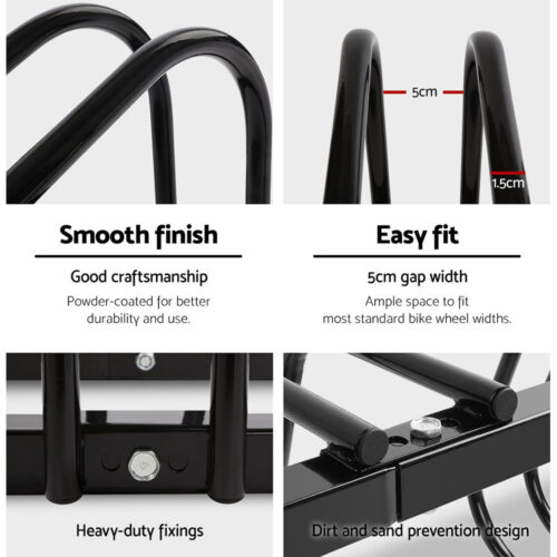 Weisshorn 3 Bike Stand Rack Bicycle Storage Floor Parking Holder Cycling Black - Image 5