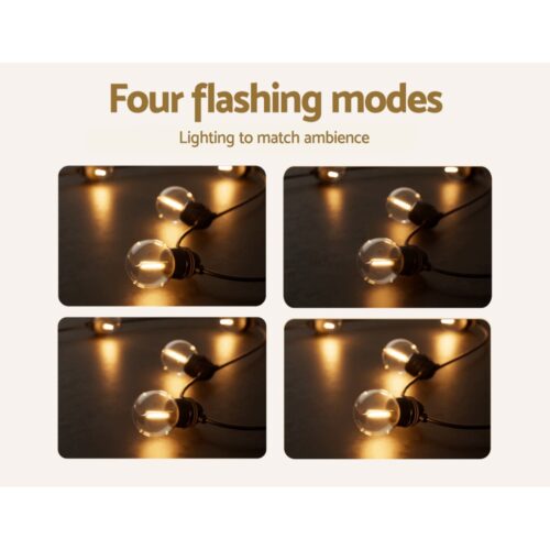 23m Solar Festoon Lights Outdoor LED String Light Xmas Wedding Garden Party - Image 5