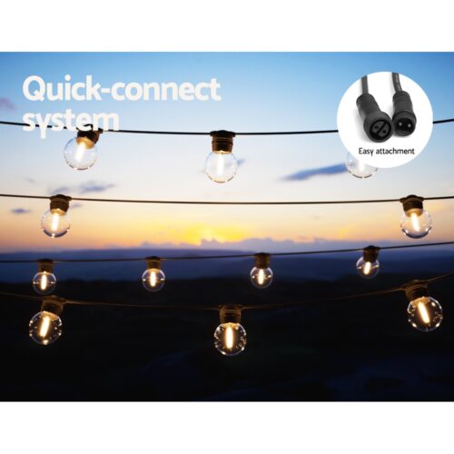 23m Solar Festoon Lights Outdoor LED String Light Xmas Wedding Garden Party - Image 6