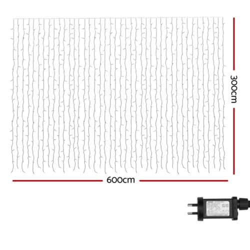 3X6M Christmas Lights Curtain Light 960 LED RGB Remote Jingle Jollys - Image 2