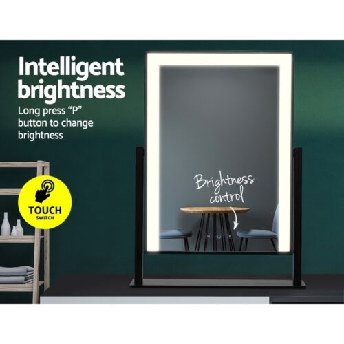 Embellir Makeup Mirror 30x40cm Hollywood Vanity with LED Light Rotation Black - Image 5