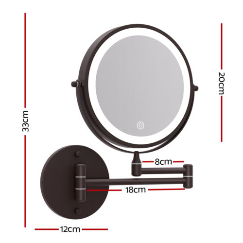 Embellir Extendable Makeup Mirror 10X Magnifying Double-Sided Bathroom Brown - Image 2