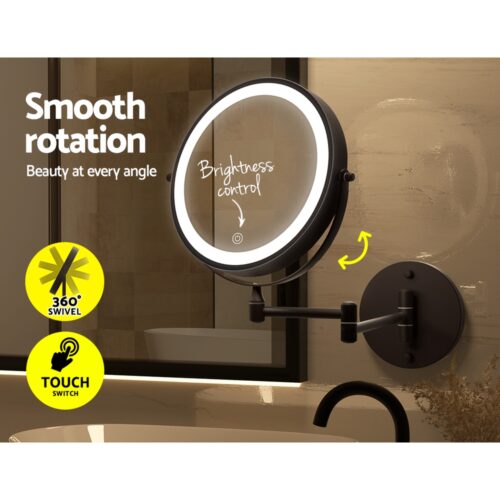 Embellir Extendable Makeup Mirror 10X Magnifying Double-Sided Bathroom Brown - Image 6