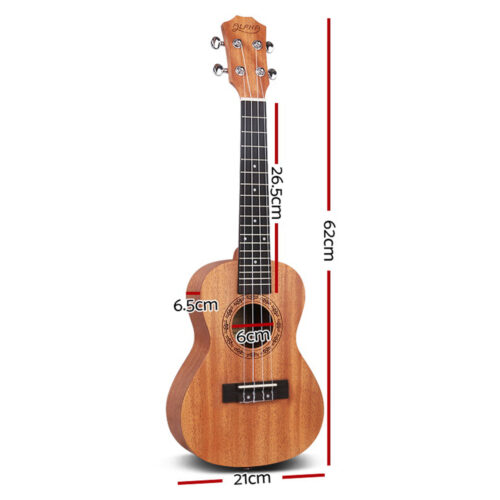Alpha 23" Ukulele Natural Mahogany Concert Beginner Gift w/ Carry Bag - Image 2