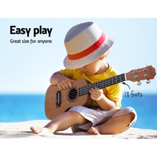 Alpha 23" Ukulele Natural Mahogany Concert Beginner Gift w/ Carry Bag - Image 4