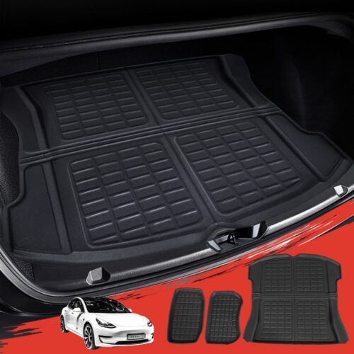 3PCS Car Rear Front Cargo Trunk Toolbox Luggage Rubber Mats for Tesla Model 3 2021-2022 - Image 7