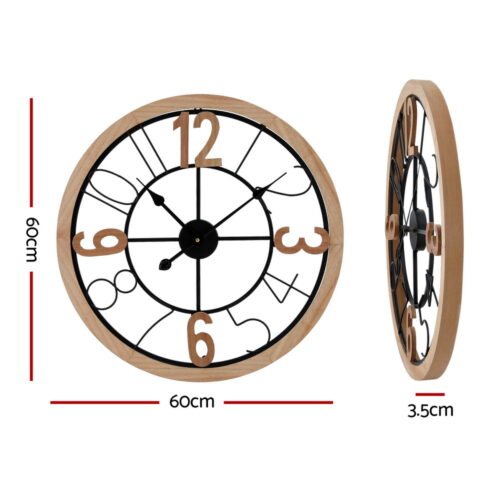 Artiss 60CM Wall Clock Wooden - Image 2