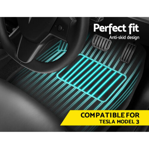 Weisshorn Car Rubber Floor Mats Compatible for Tesla Model 3 Front Rear - Image 3