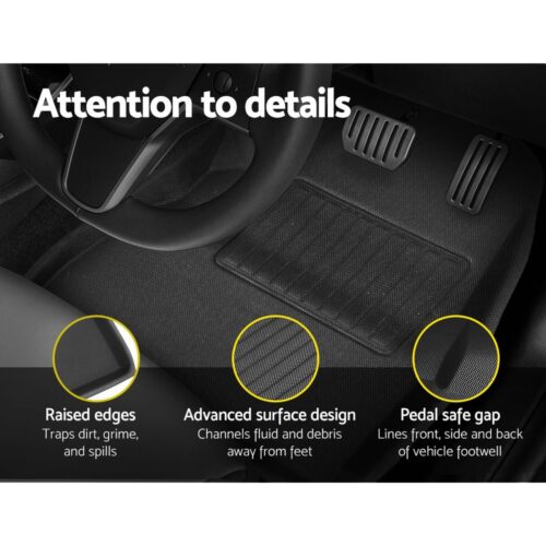 Weisshorn Car Rubber Floor Mats Compatible for Tesla Model 3 Front Rear - Image 5