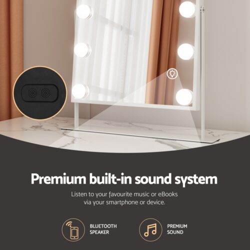 Embellir Bluetooth Makeup Mirror 30x40cm Hollywood Vanity with LED Light White - Image 5
