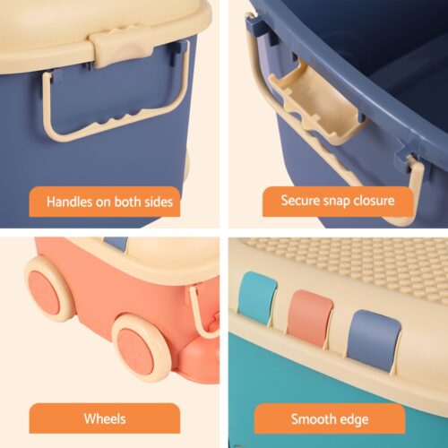 Keezi 3PCS Toy Storage Box Cute Car Toy Container Kids Toys Organiser Snack Boxes - Image 6