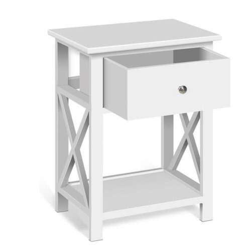Artiss Bedside Table 1 Drawer with Shelf - EMMA White - Image 8