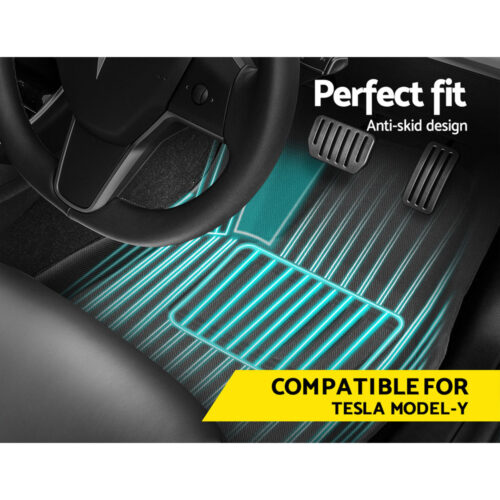 Weisshorn Tesla Model Y Rubber Mats Carpets Front Rear Set RHD 21-24 - Image 3