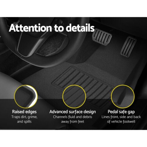 Weisshorn Tesla Model Y Rubber Mats Carpets Front Rear Set RHD 21-24 - Image 5