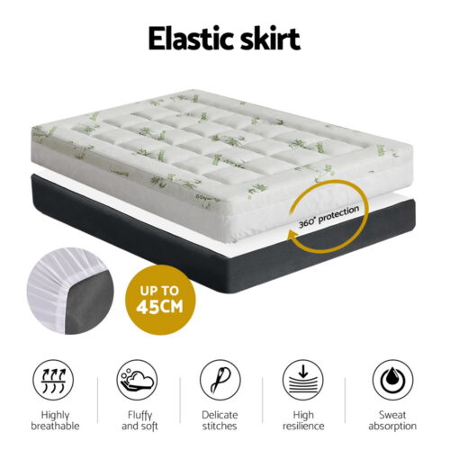 Giselle Bedding Mattress Topper Pillowtop Bamboo 7.5cm Double - Image 5