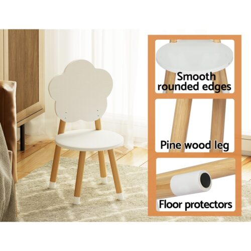 Keezi 5PCS Kids Table and Chairs Set Children Activity Study Play Desk White - Image 6