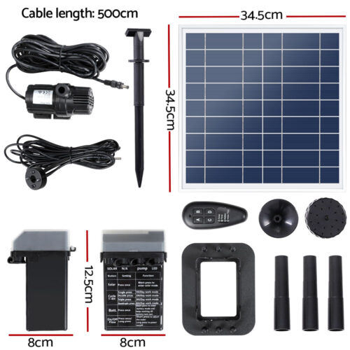 Gardeon Solar Pond Pump with Battery Kit LED Lights 9.8FT - Image 2