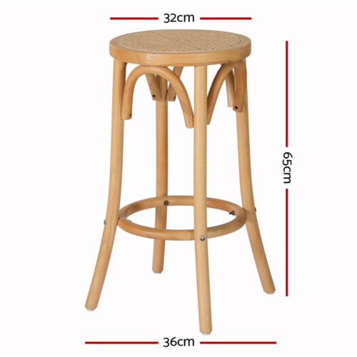 Artiss Bar Stool Rattan Seat Wooden - Image 2