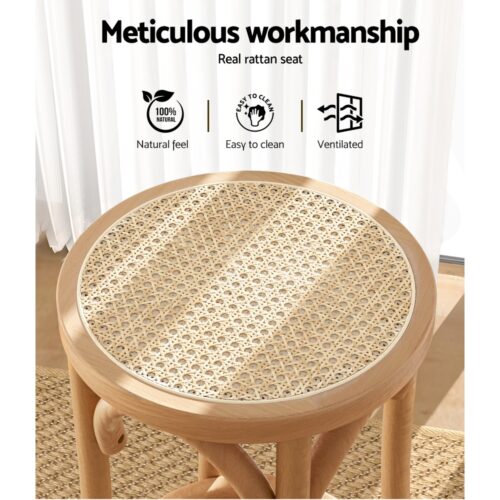 Artiss Bar Stool Rattan Seat Wooden - Image 4
