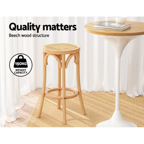 Artiss Bar Stool Rattan Seat Wooden - Image 5