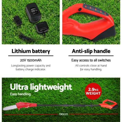Giantz Chainsaw Cordless Pole Chain Saw 20V 8in Pruner 2.7m Long Reach Battery - Image 4