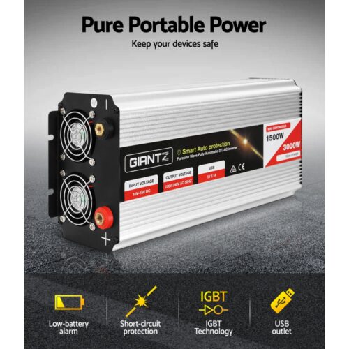 Giantz 1500W Puresine Wave DC-AC Power Inverter - Image 6