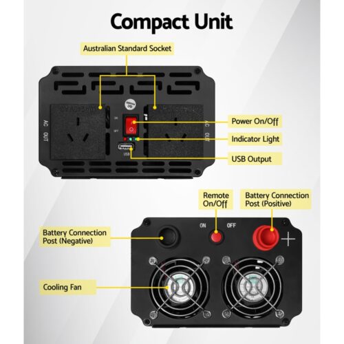 Giantz Power Inverter 2000W or 4000W Pure Sine Wave 12V-240V Camping Boat Caravan - Image 6
