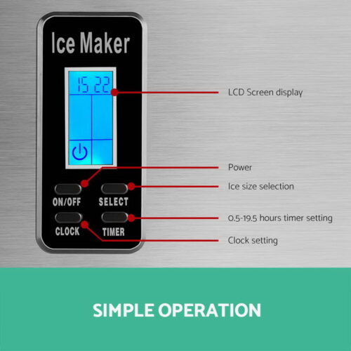 Devanti 15kg Ice Maker Machine Silver - Image 4